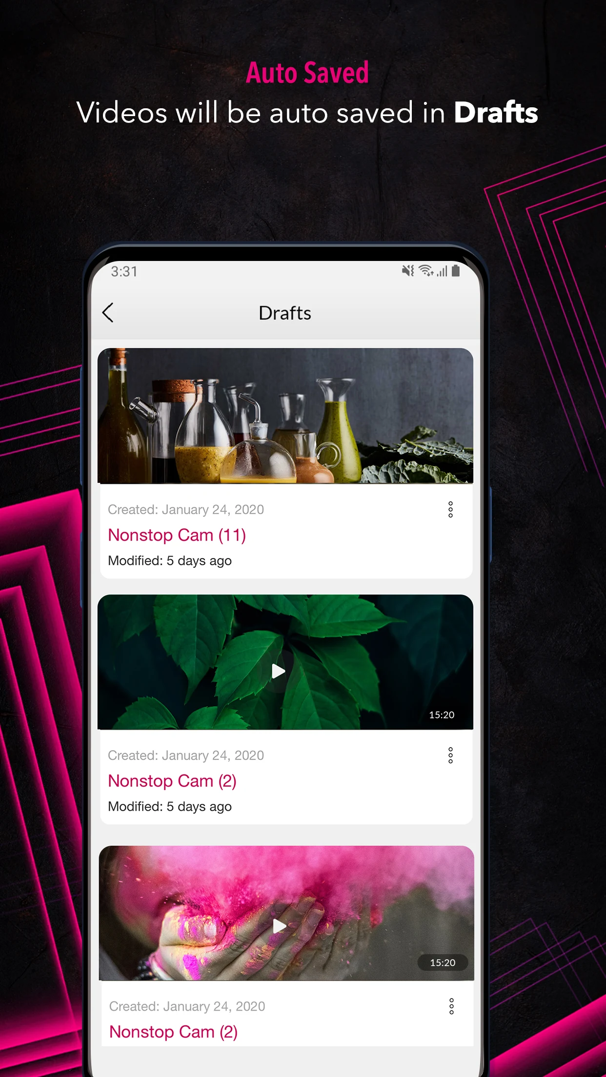 Nonstop Video Cam : Pause & Sw screenshot